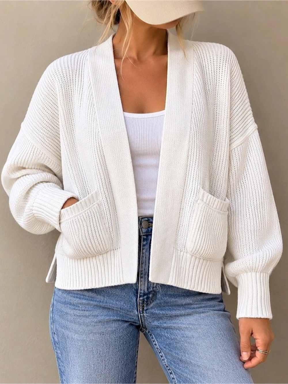 Abercrombie & Fitch White Knit Cardigan Size Small